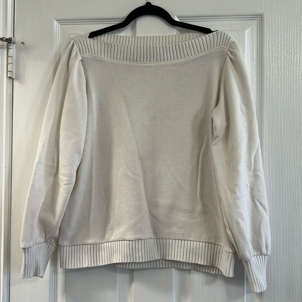 LOFT Sweater, Ivory, Size Large